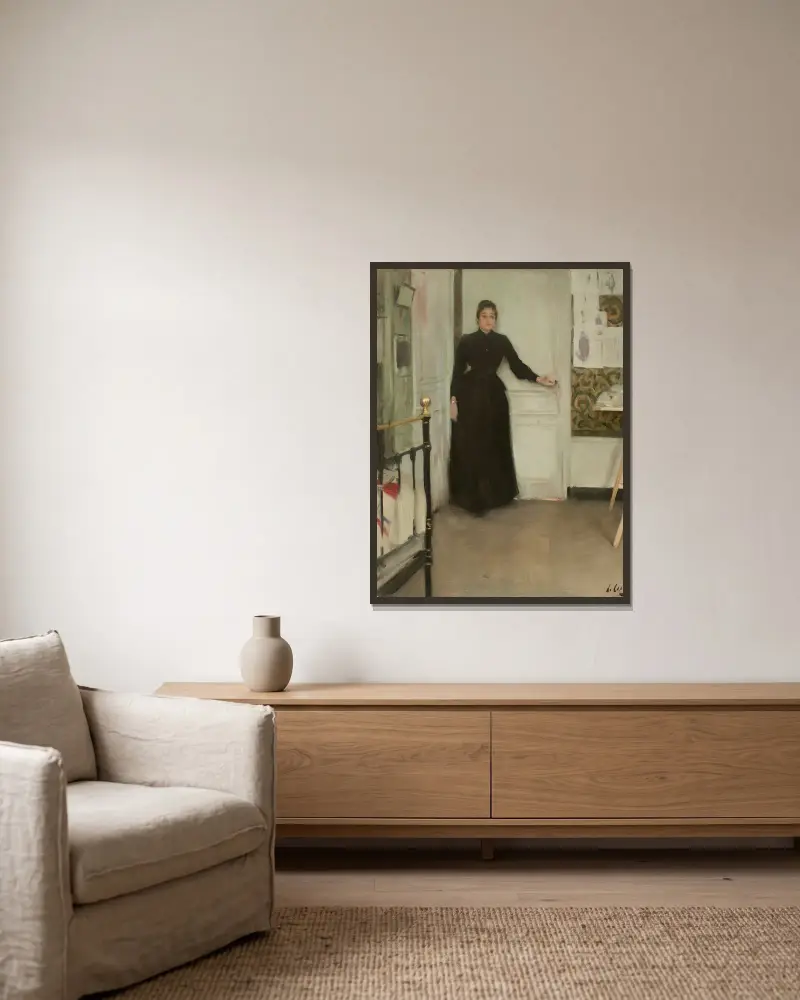 Interior av Ramón Casas inramad på en vägg