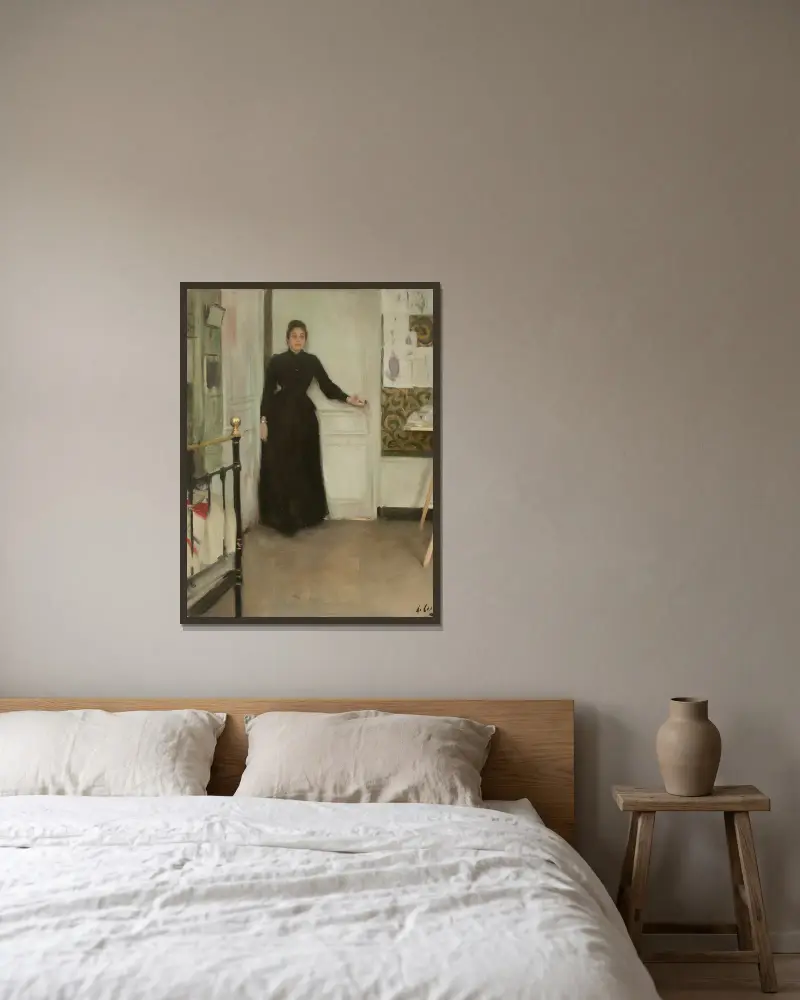 Interior av Ramón Casas inramad på en vägg