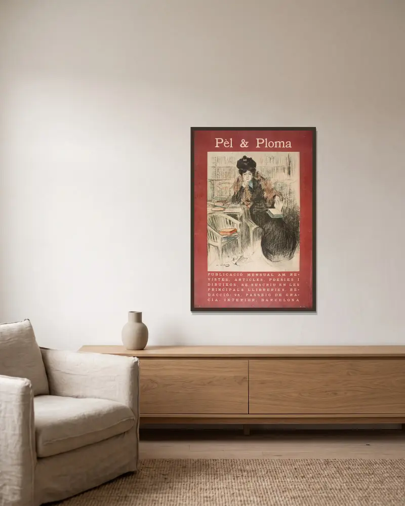 Pèl And Ploma von Ramón Casas gerahmt an einer Wand