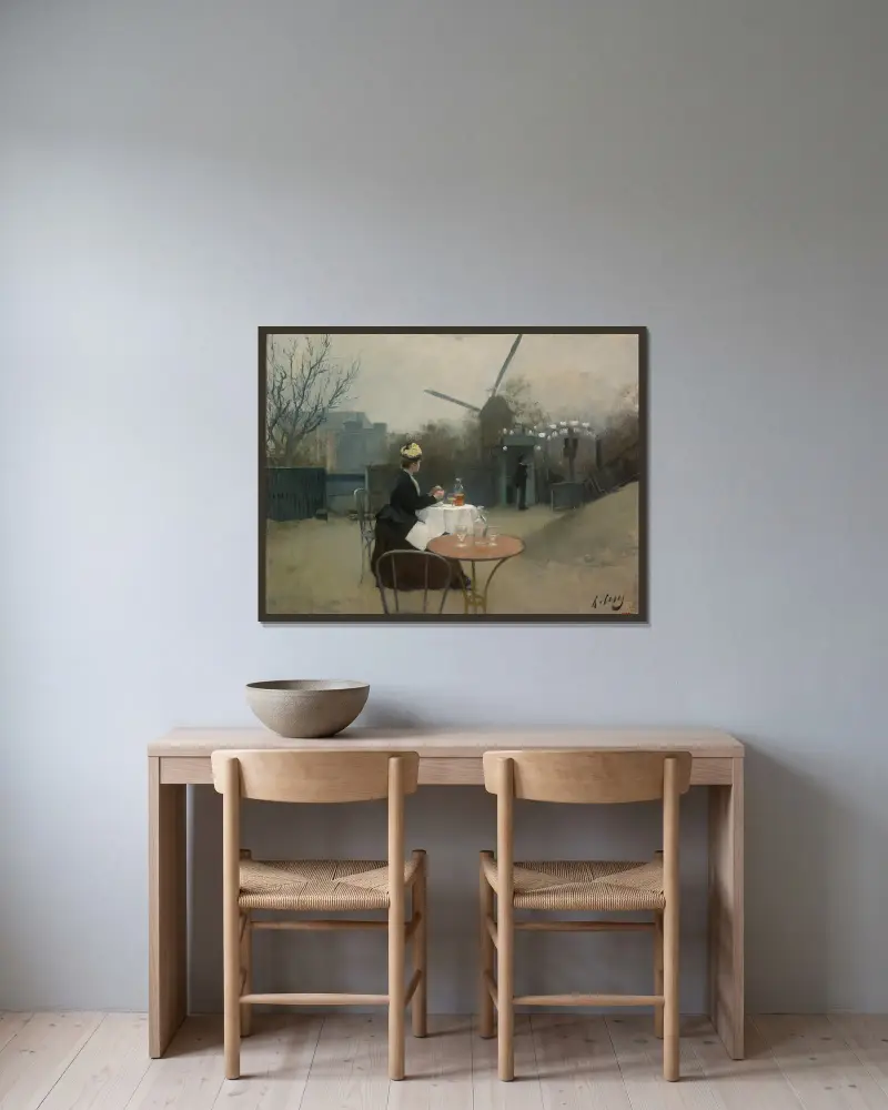 Plein Air av Ramón Casas inramad på en vägg