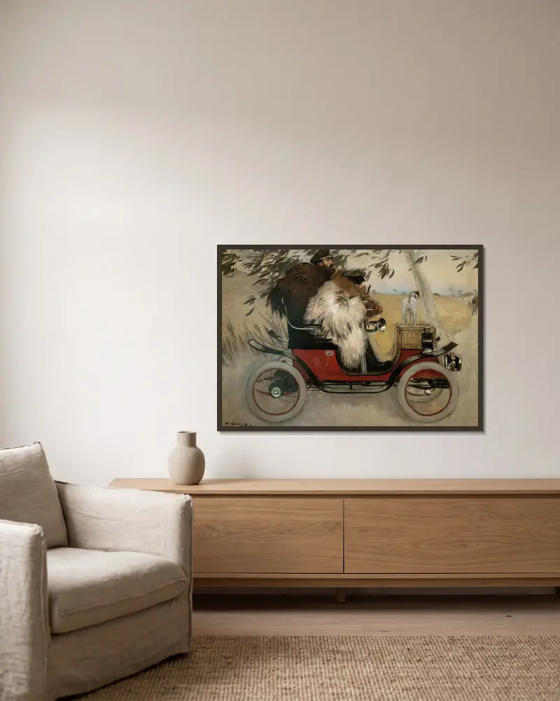 Ramon Casas And Pere Romeu In An Automobile av Ramón Casas inramad på en vägg