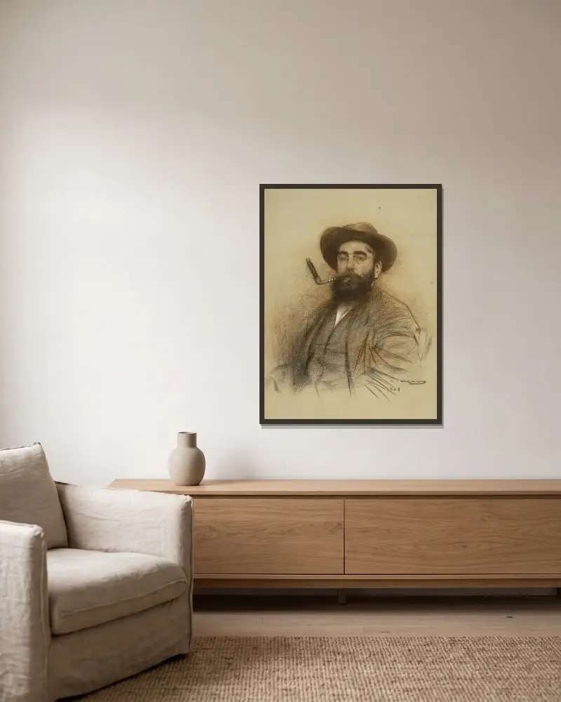 Selbstporträt, 1908 von Ramón Casas gerahmt an einer Wand