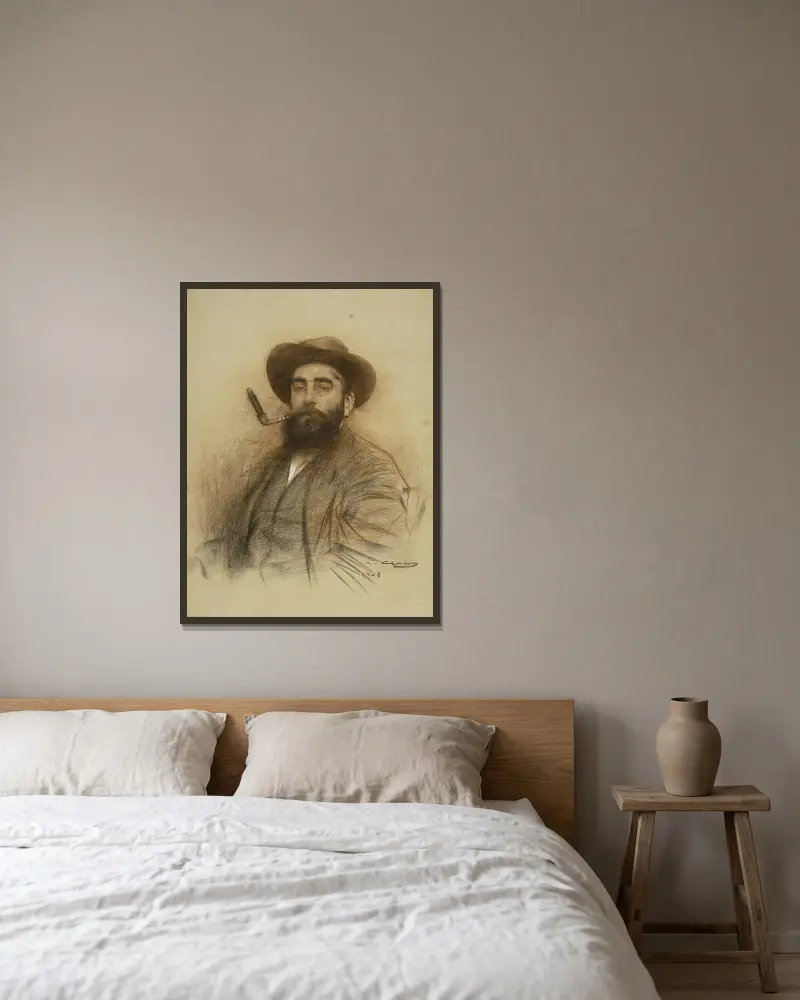 Selbstporträt, 1908 von Ramón Casas gerahmt an einer Wand