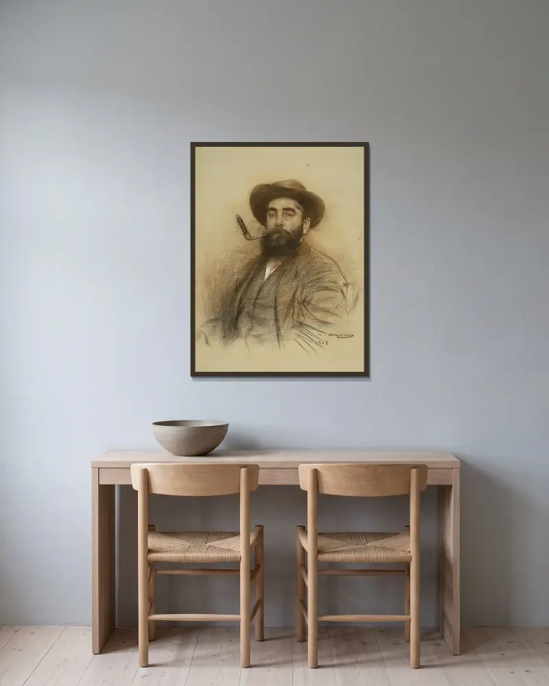 Selbstporträt, 1908 von Ramón Casas gerahmt an einer Wand