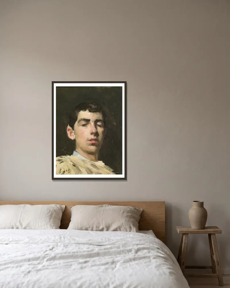 Selbstporträt, 1882 von Ramón Casas gerahmt an einer Wand