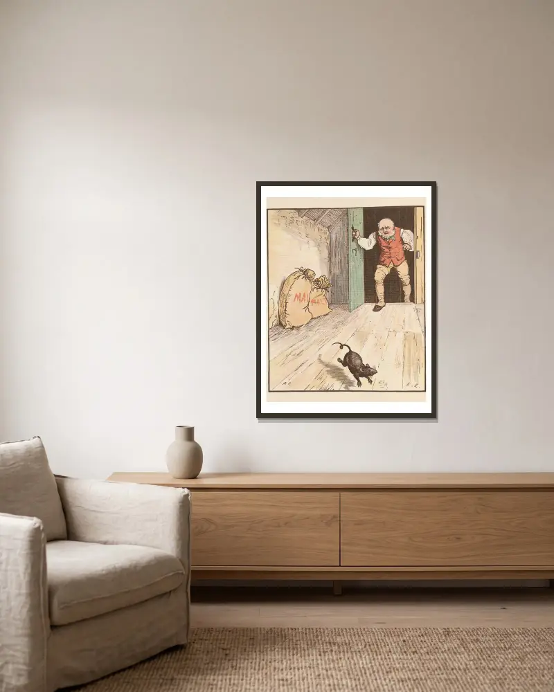 Das Haus, das Jack baute, Taf. 3 von Randolph Caldecott gerahmt an einer Wand