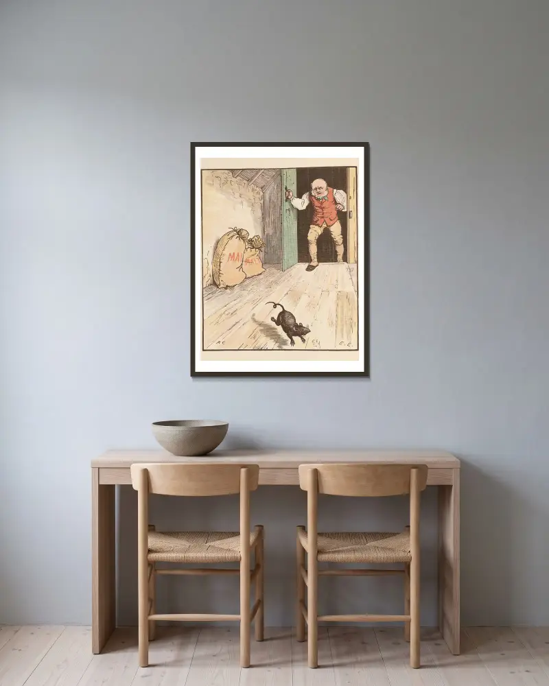 Das Haus, das Jack baute, Taf. 3 von Randolph Caldecott gerahmt an einer Wand