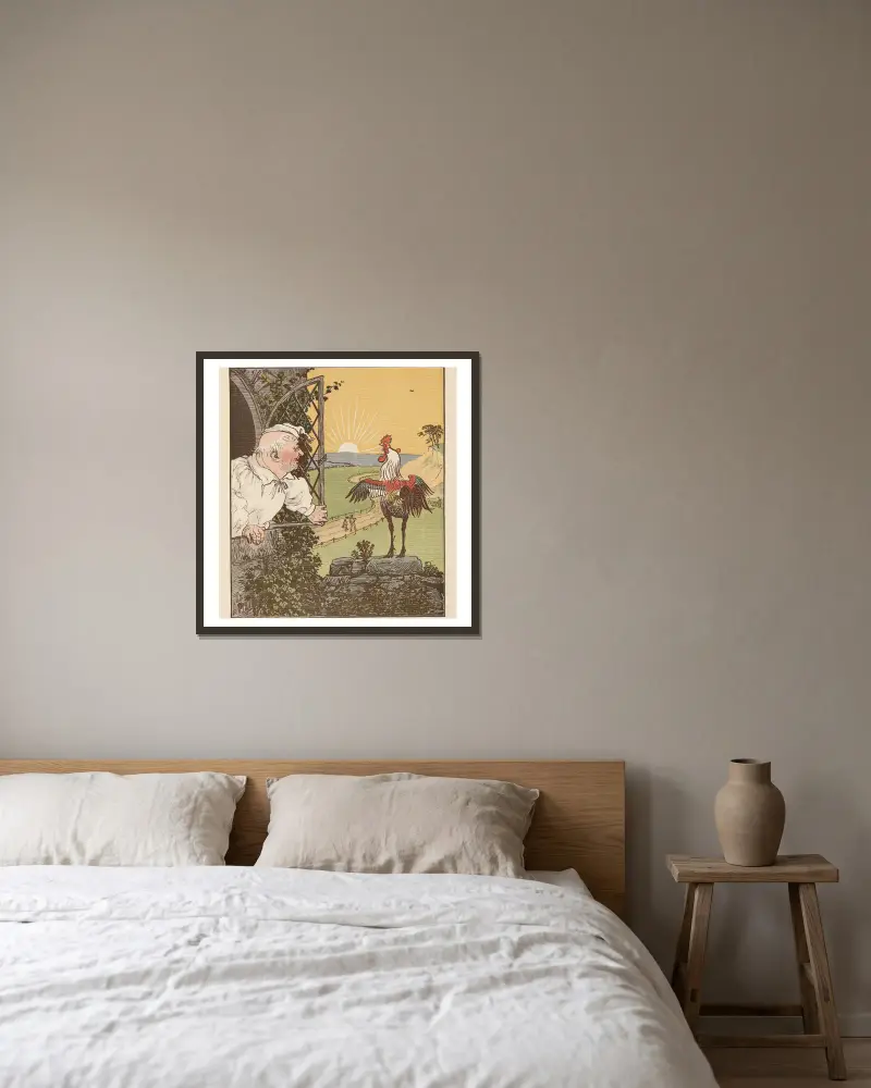 Dům, který postavil Jack, list 8, Randolph Caldecott v rámu na stěně