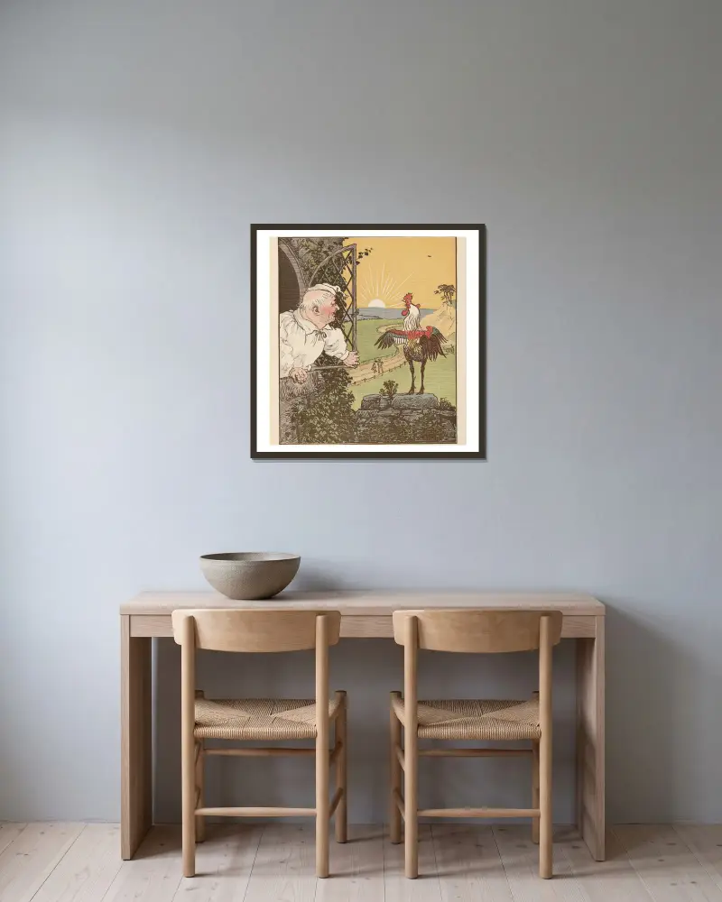 Dům, který postavil Jack, list 8, Randolph Caldecott v rámu na stěně