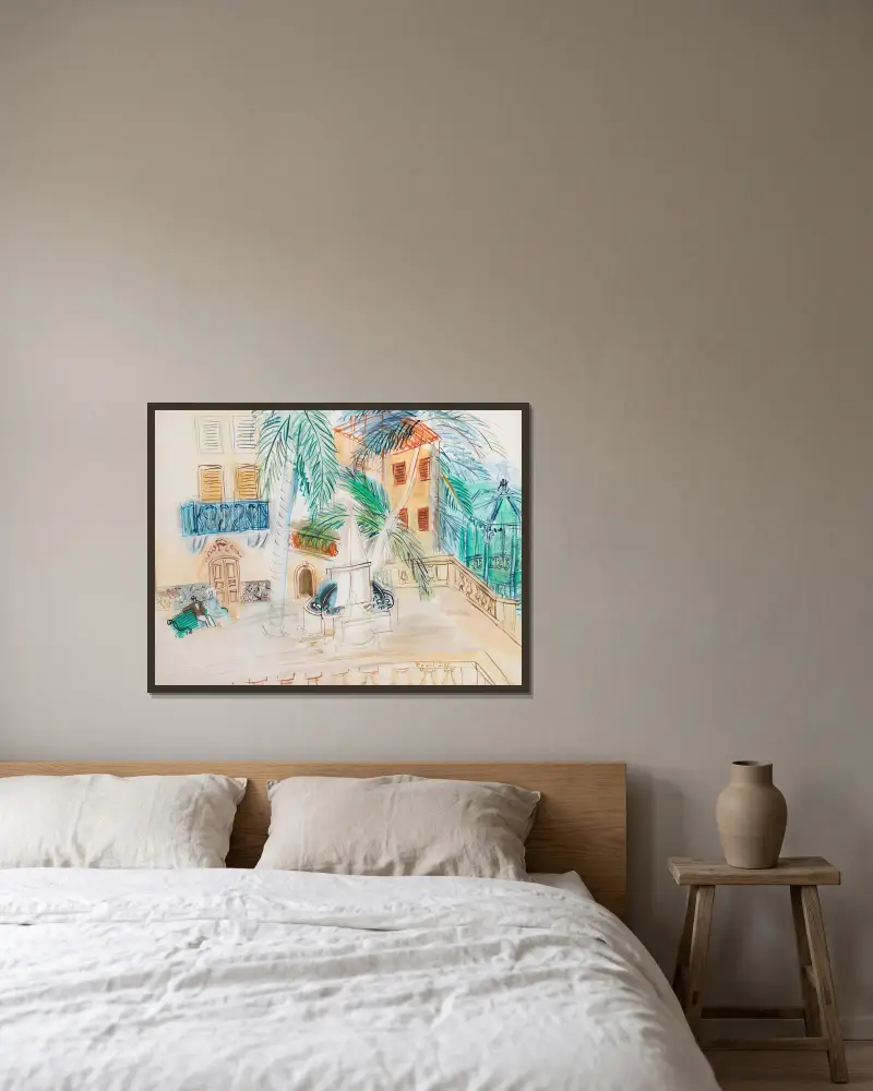 Paar auf einer Bank, Place d’Hyères von Raoul Dufy gerahmt an einer Wand