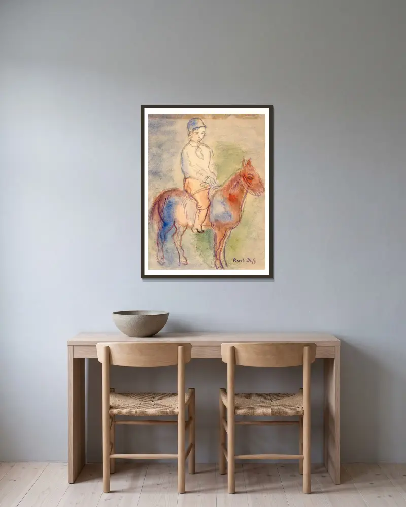 Kind mit Pferden von Raoul Dufy gerahmt an einer Wand