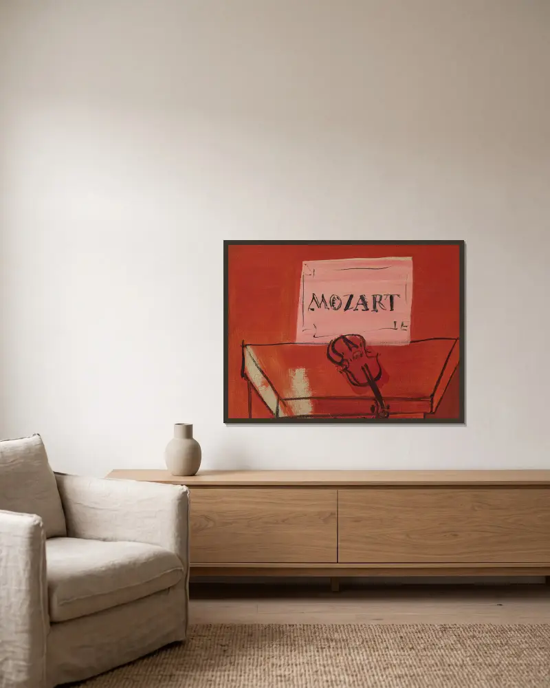 Der kleine Mozart von Raoul Dufy gerahmt an einer Wand