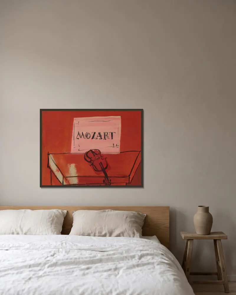 Der kleine Mozart von Raoul Dufy gerahmt an einer Wand