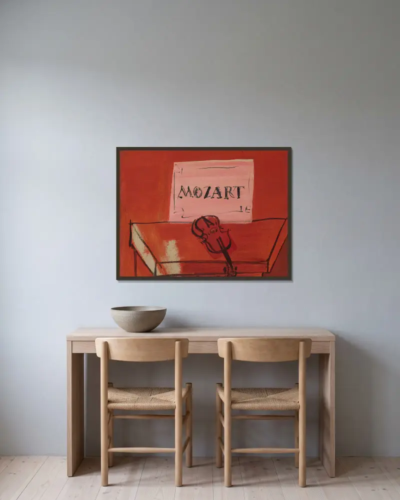 Der kleine Mozart von Raoul Dufy gerahmt an einer Wand