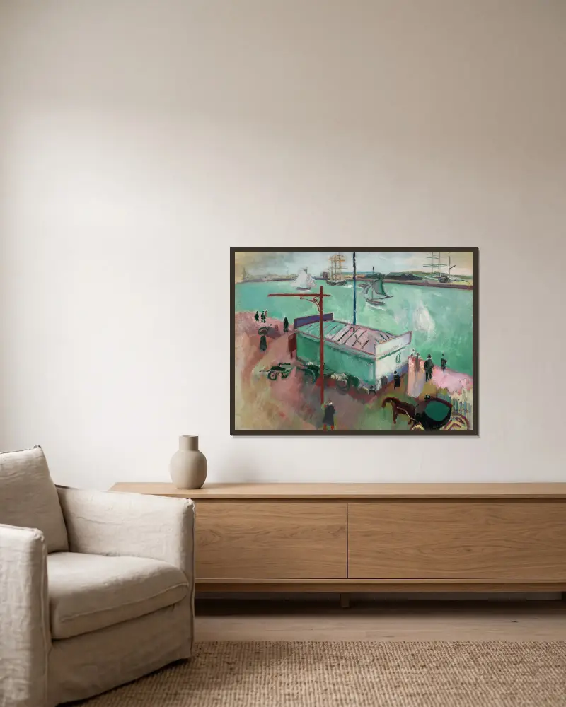 Der Hafen von Le Havre von Raoul Dufy gerahmt an einer Wand