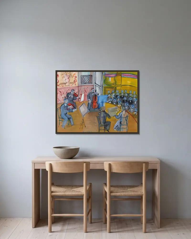 Das Quintett von Raoul Dufy gerahmt an einer Wand