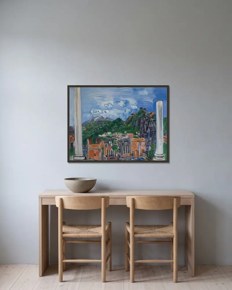 Den antika teatern i Taormina av Raoul Dufy inramad på en vägg