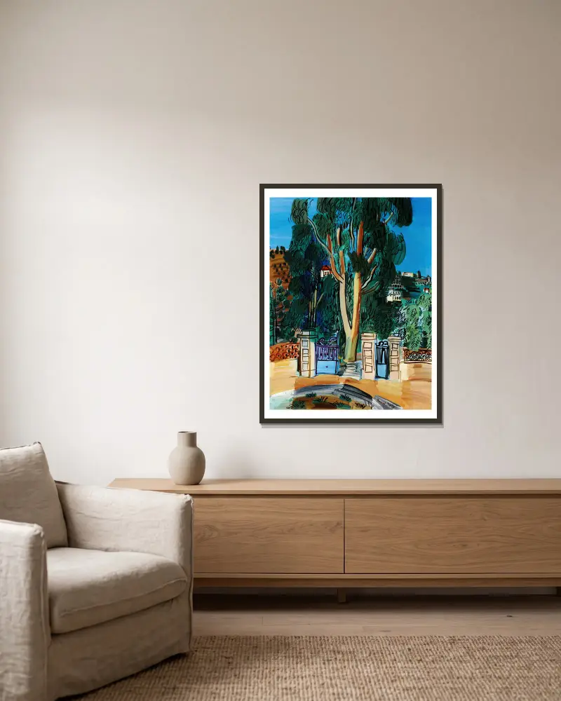 L’Eucalyptus av Raoul Dufy inramad på en vägg