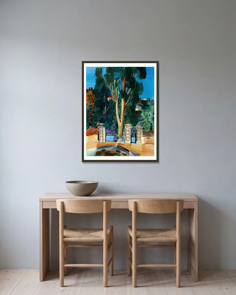 L’Eucalyptus av Raoul Dufy inramad på en vägg