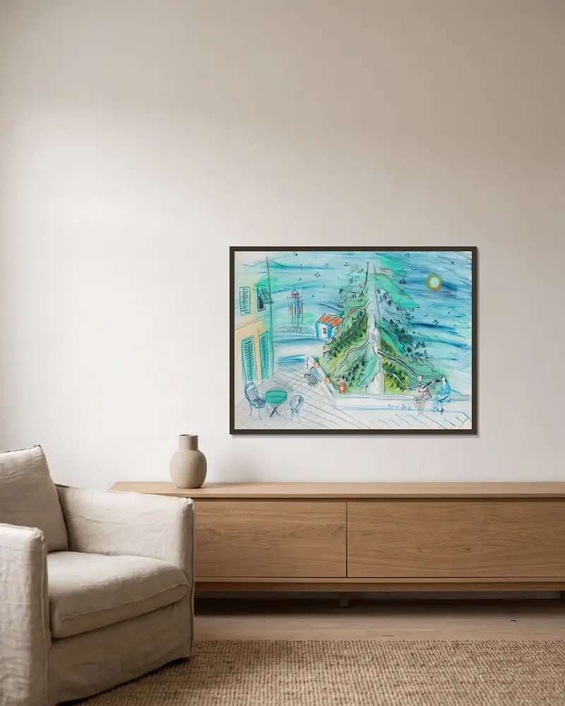 Sérénade à Caldas av Raoul Dufy inramad på en vägg