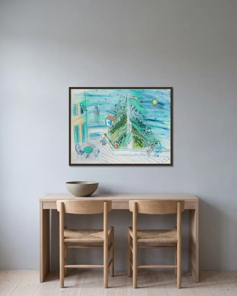 Sérénade à Caldas av Raoul Dufy inramad på en vägg