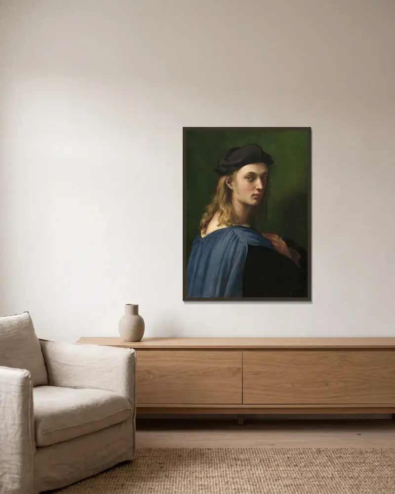 Bindo Altoviti av Raphael inramad på en vägg