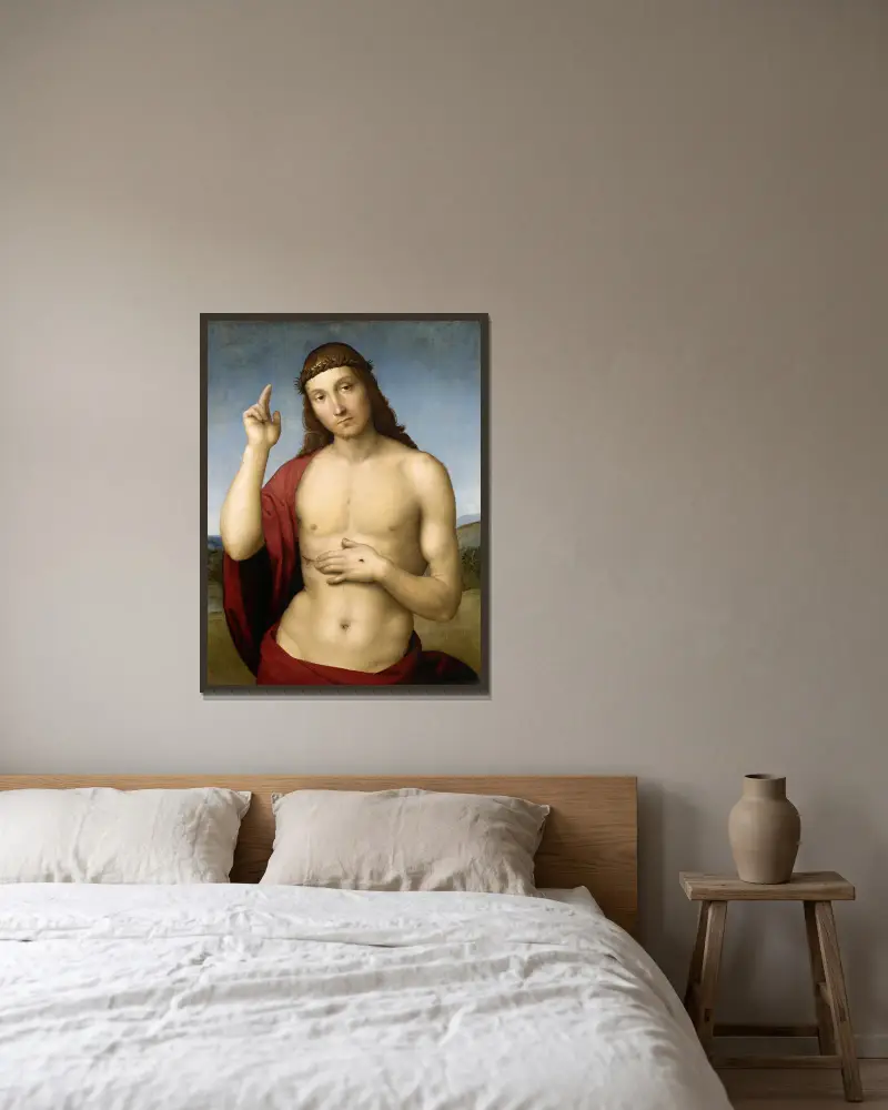 Christ Blessing (Pax Vobiscum) av Raphael inramad på en vägg