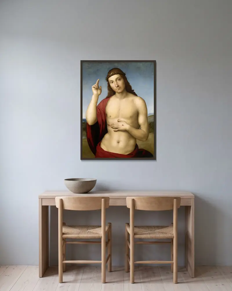 Christ Blessing (Pax Vobiscum) av Raphael inramad på en vägg