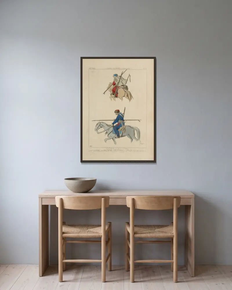 Kosaken 1794 von Raphaël Jacquemin gerahmt an einer Wand
