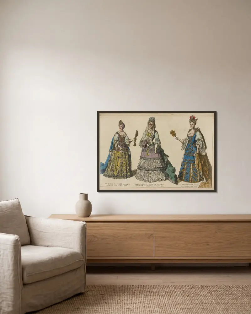 Françoise Marie de Bourbon, hertiginna av Orléans. 1702. Hedvig Sofia, prinsessa av Sverige, hertiginna av Holstein-Gottorp. 1700 av Raphaël Jacquemin inramad på en vägg