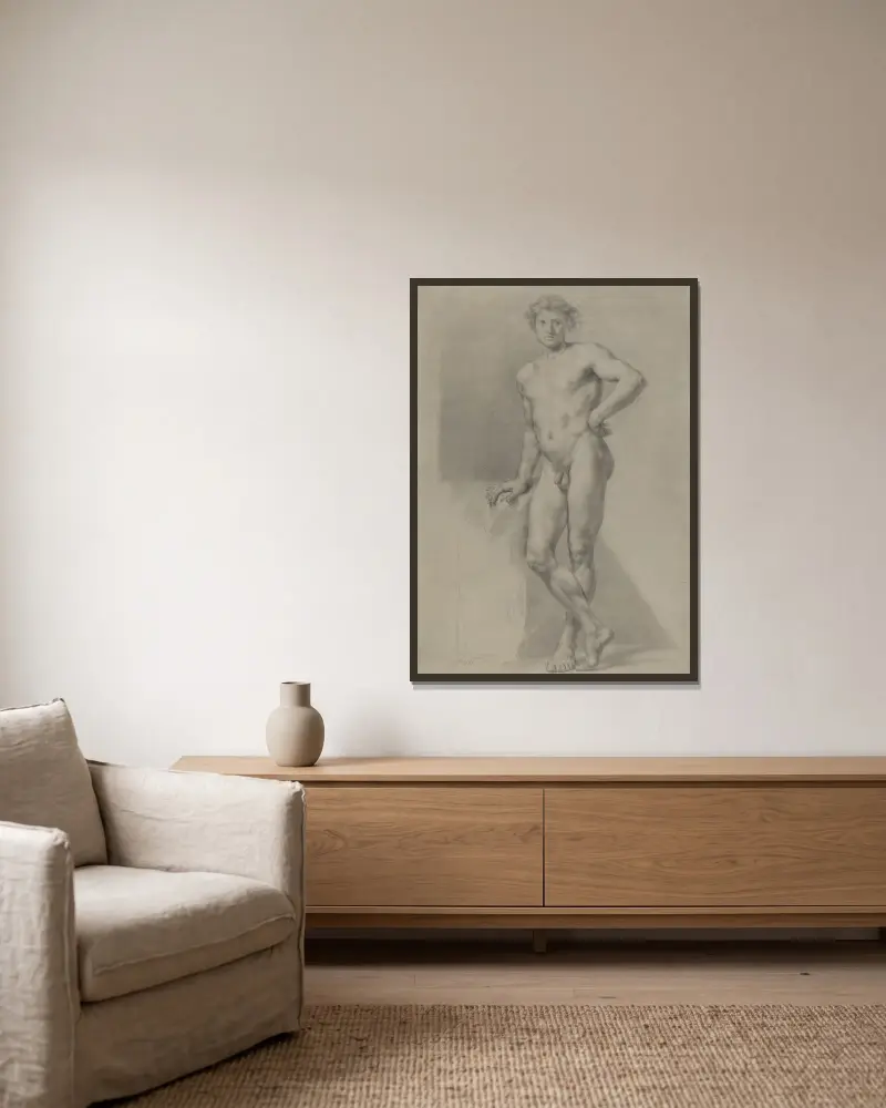 Studie mužského aktu – Nr. 1, Anton Raphael Mengs v rámu na stěně