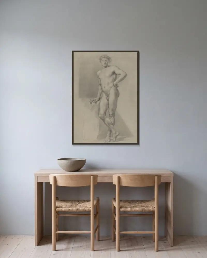 Studie mužského aktu – Nr. 1, Anton Raphael Mengs v rámu na stěně