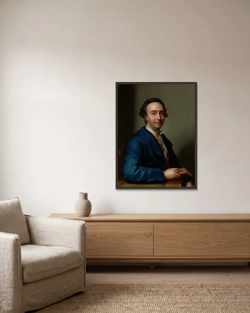 Porträtt av José Nicolás de Azara, markis av Nibbiano av Anton Raphael Mengs inramad på en vägg