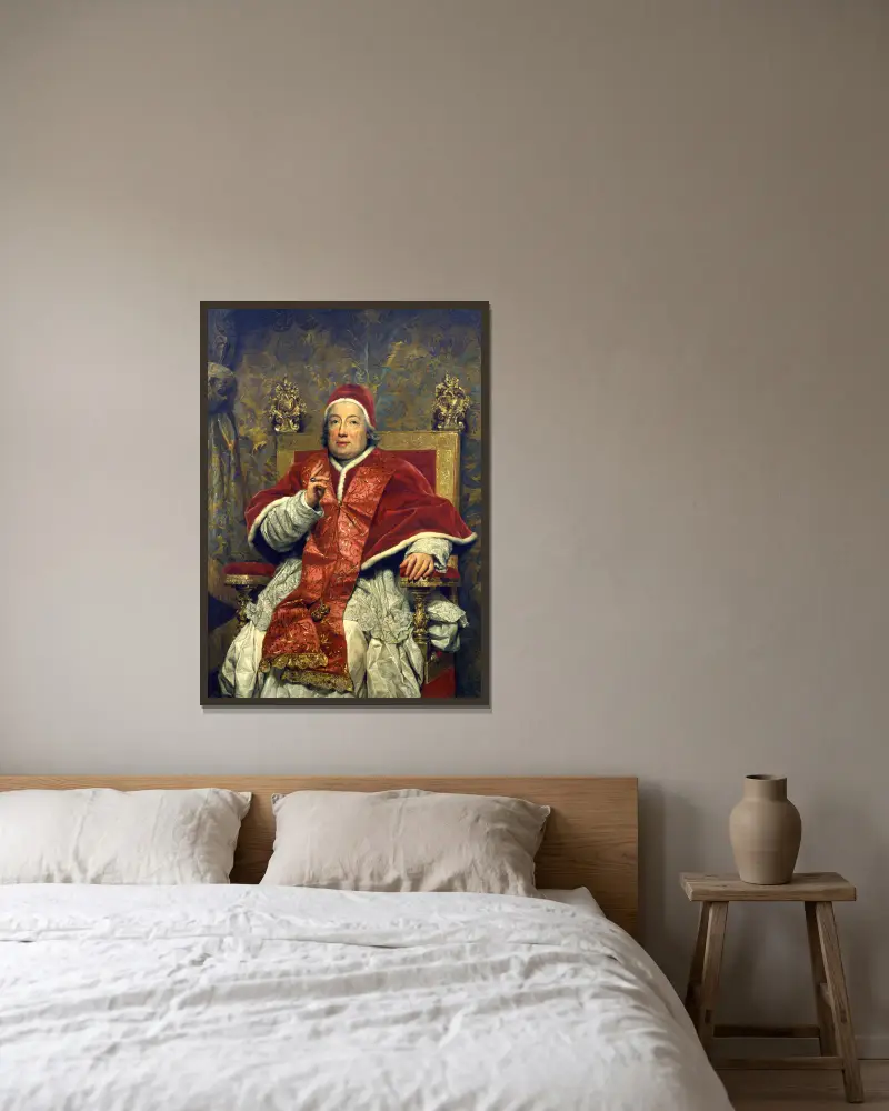 Porträtt av påve Clemens XIII, 1758 av Anton Raphael Mengs inramad på en vägg