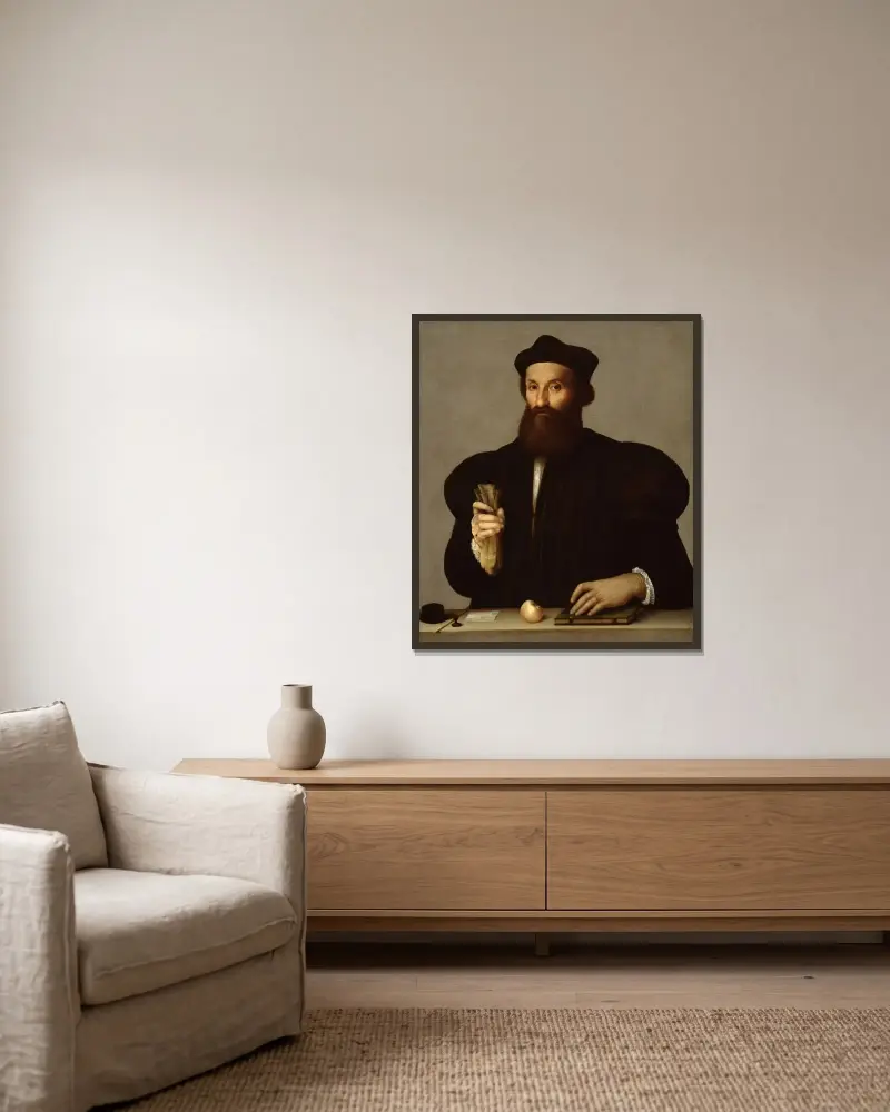 Portret mężczyzny, Raphael w ramie na ścianie