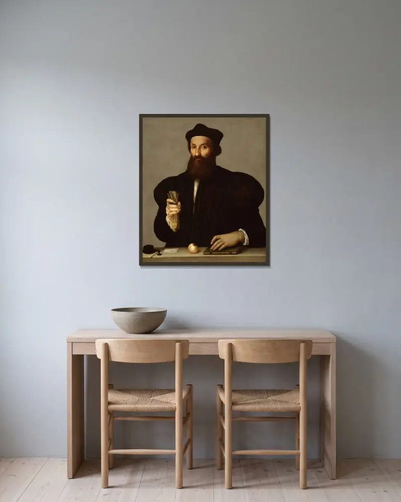 Portret mężczyzny, Raphael w ramie na ścianie