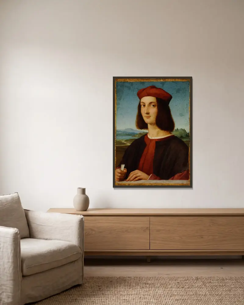Bildnis des Pietro Bembo von Raphael gerahmt an einer Wand