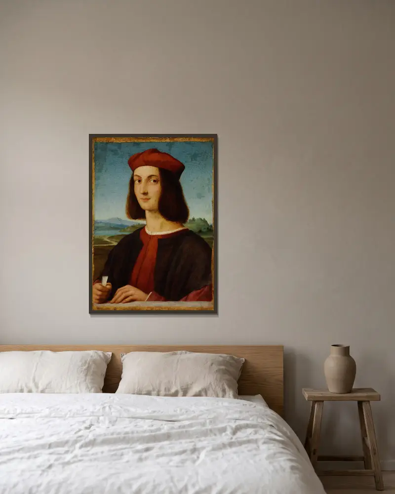 Bildnis des Pietro Bembo von Raphael gerahmt an einer Wand