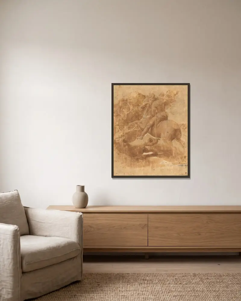 Der heilige Georg und der Drache – Nr. 1 von Raphael gerahmt an einer Wand