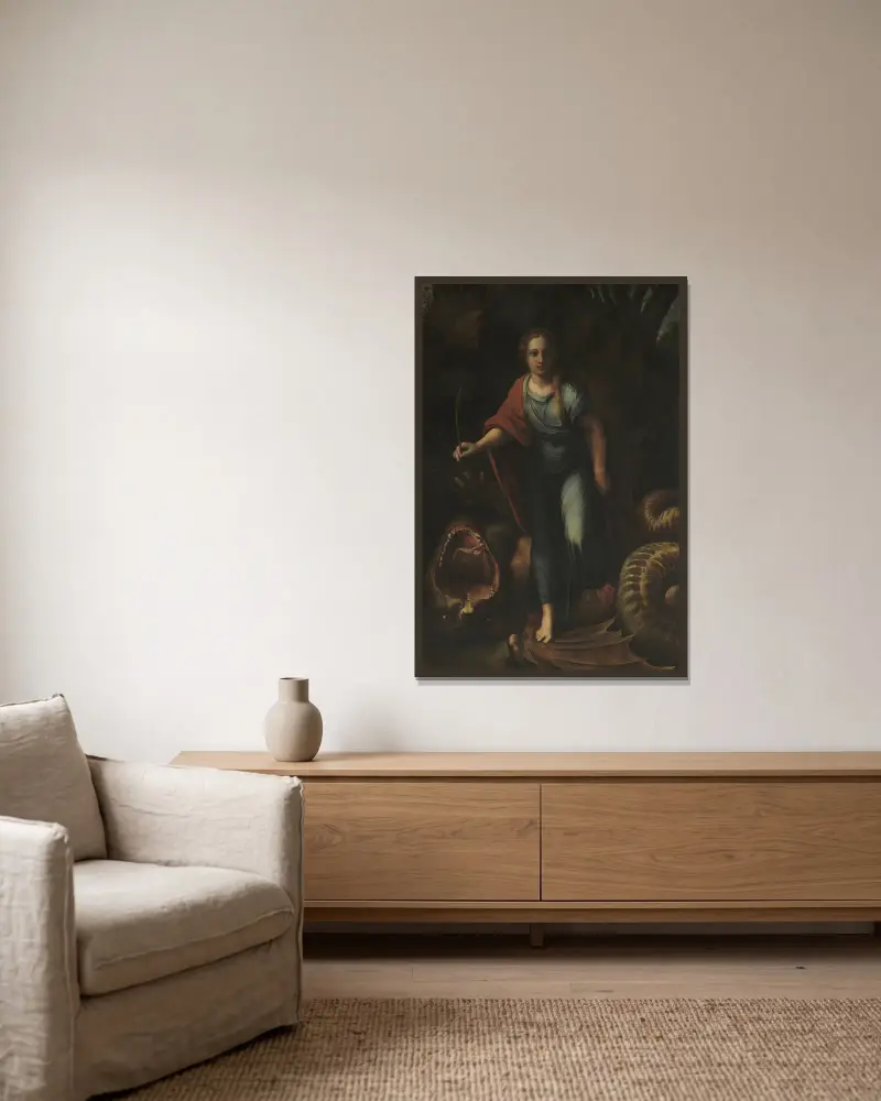 Saint Margaret av Raphael inramad på en vägg