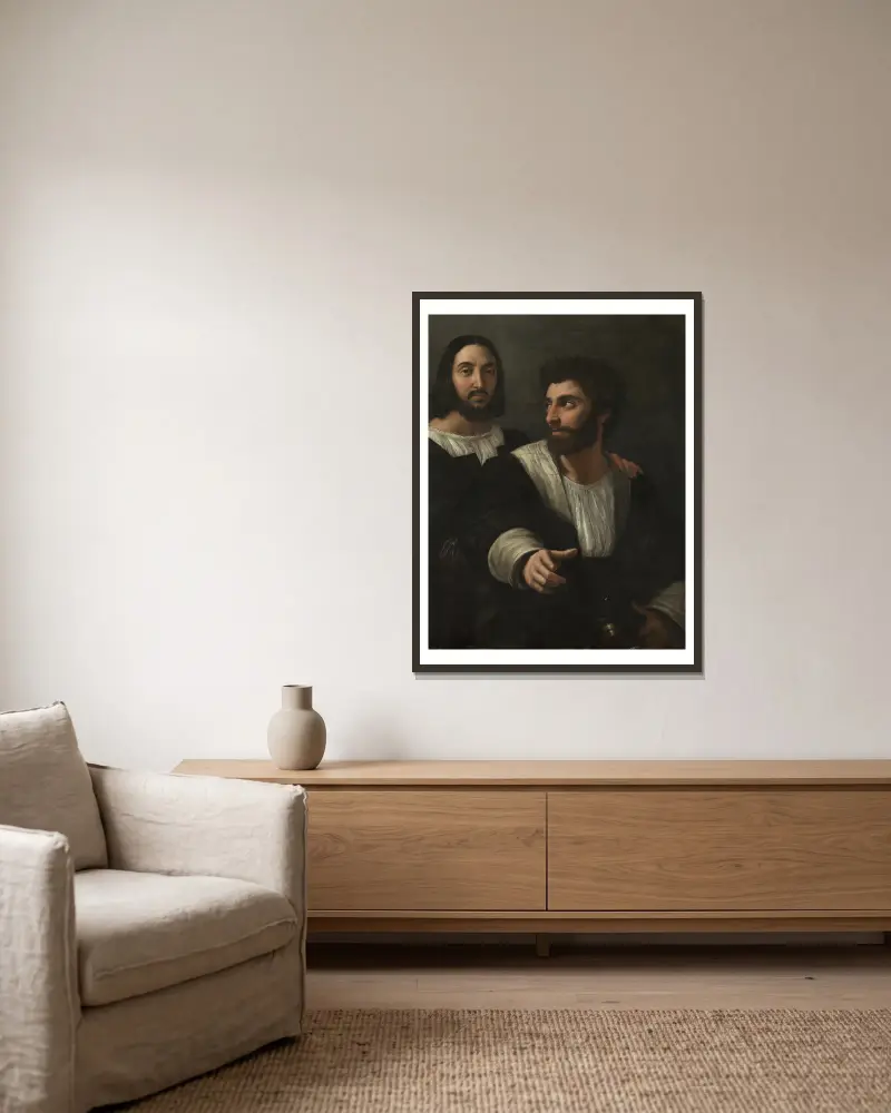 Autoportret z przyjacielem, Raphael w ramie na ścianie