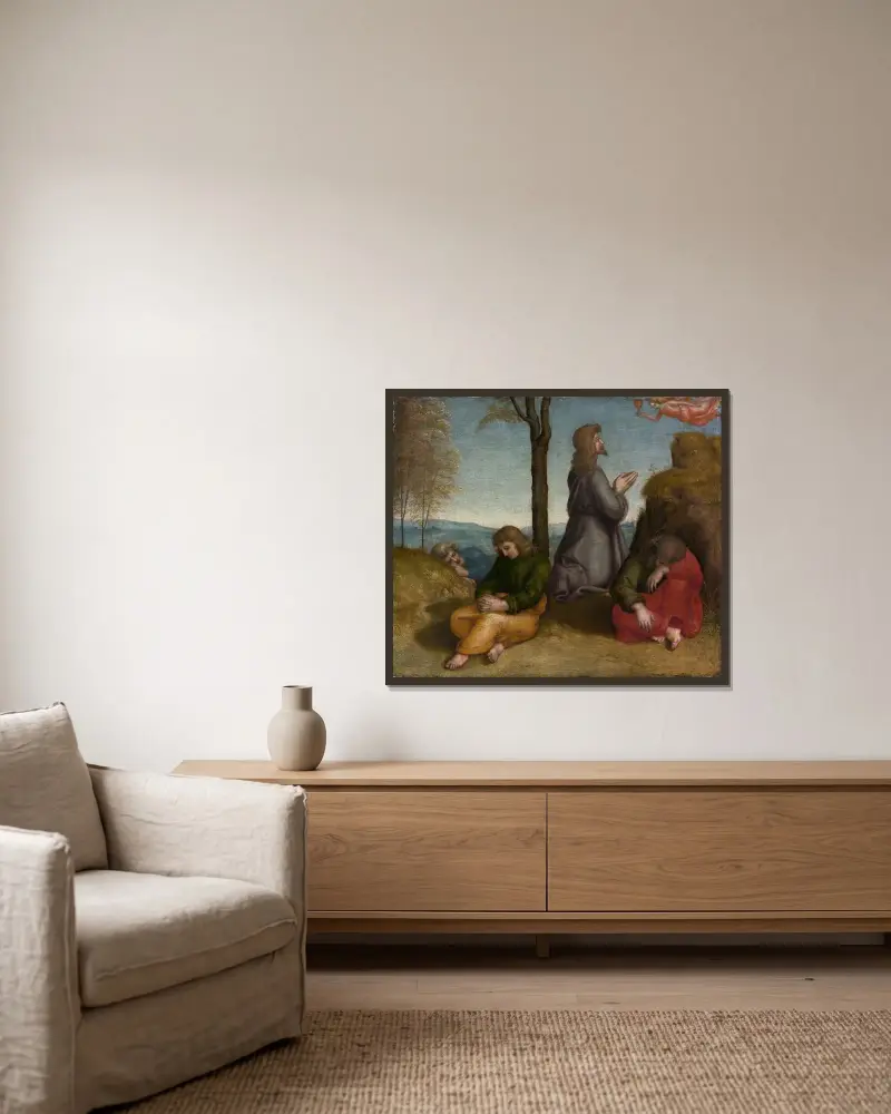 Christus am Ölberg von Raphael gerahmt an einer Wand