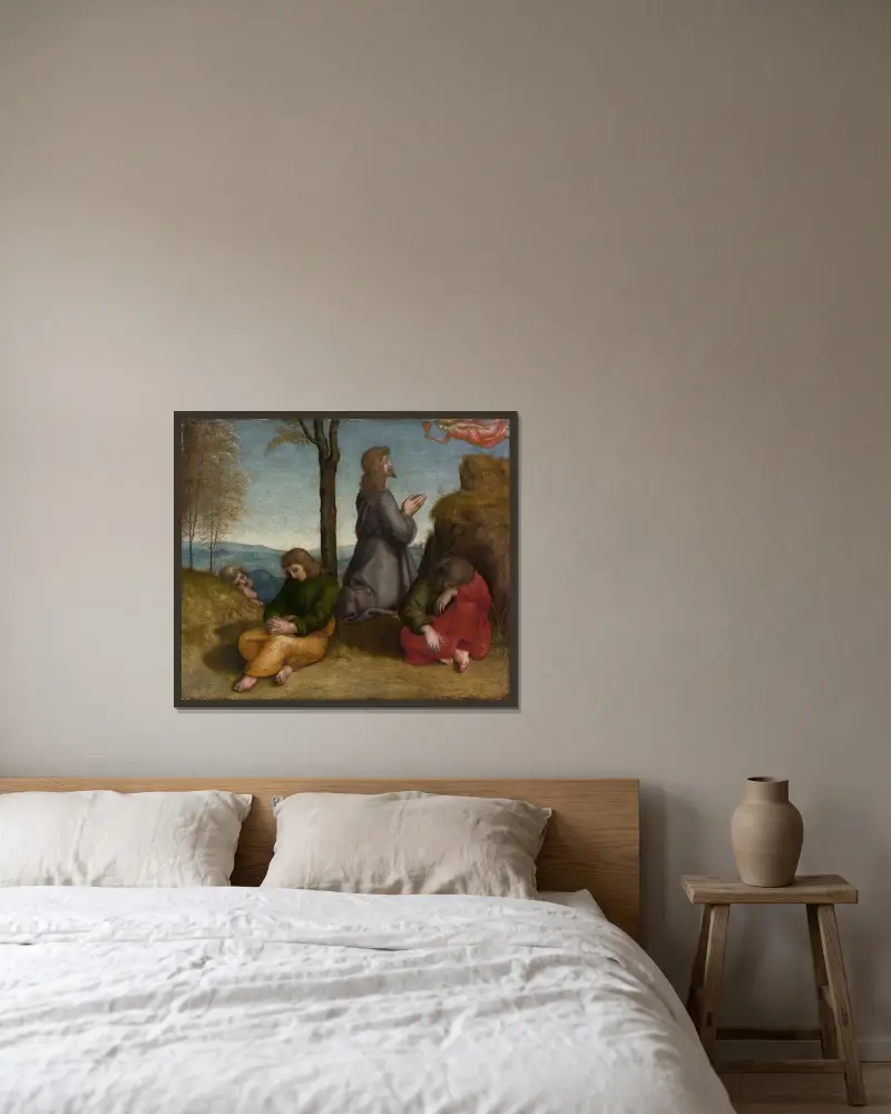 Christus am Ölberg von Raphael gerahmt an einer Wand