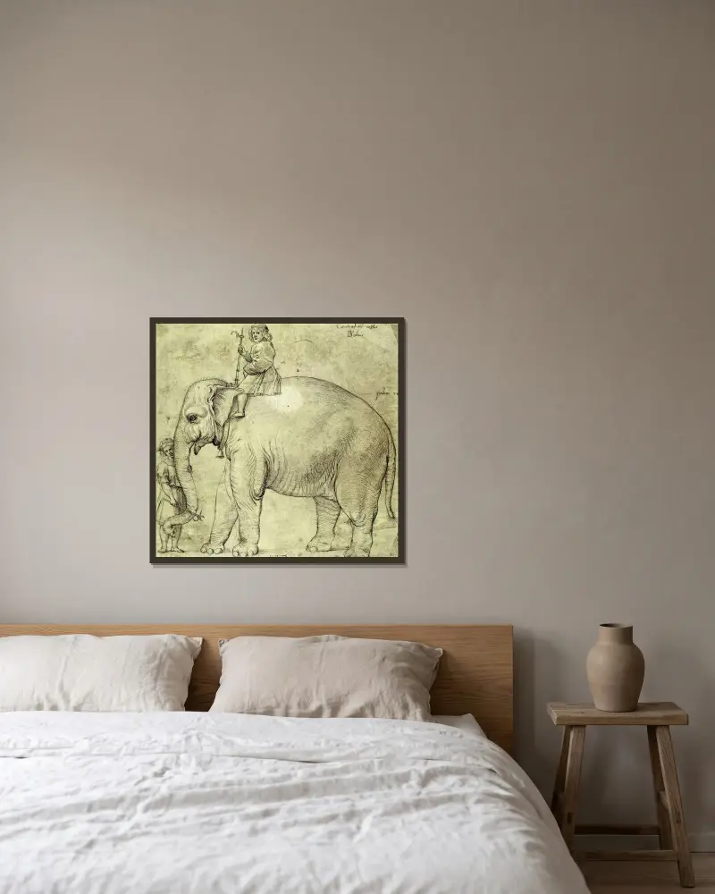 The Elephant Hanno av Raphael inramad på en vägg
