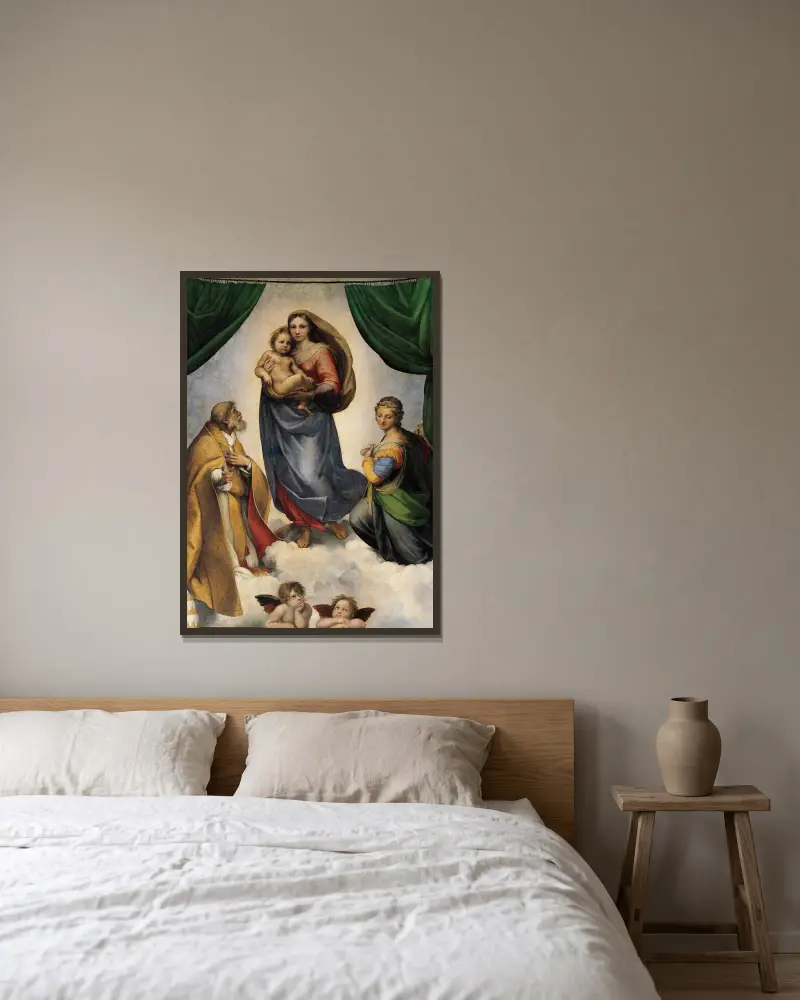 Sixtinská madona, Raphael v rámu na stěně