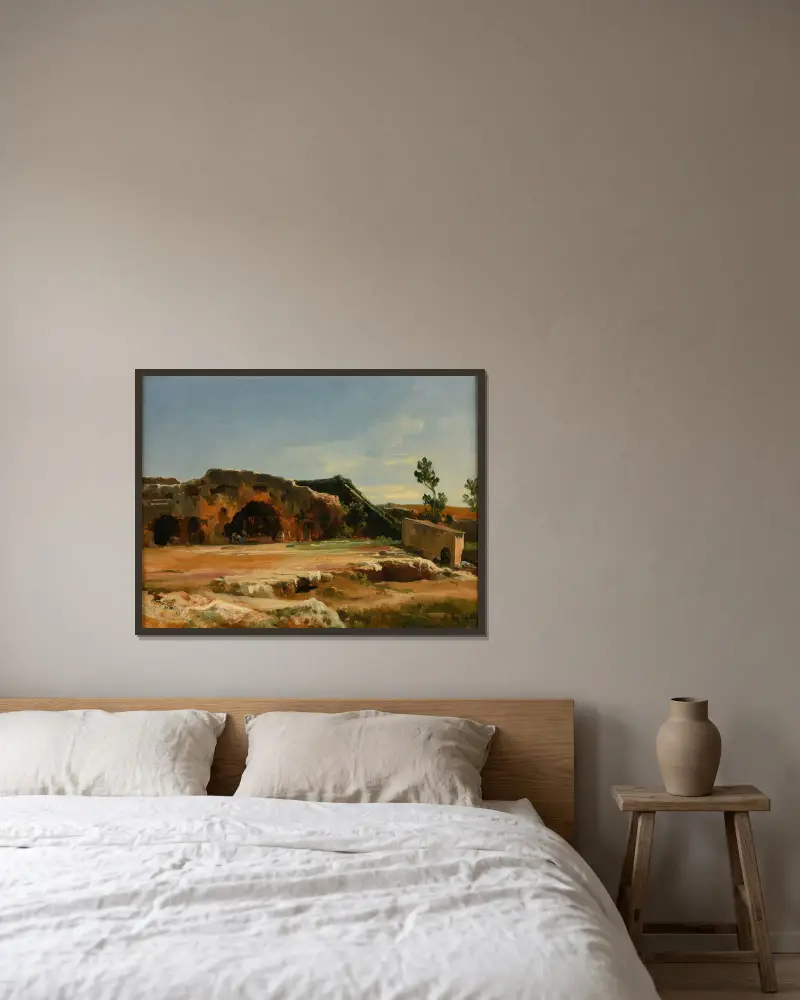 Grotte du Nymphée (Syracuse) av Jacques-Raymond Brascassat inramad på en vägg