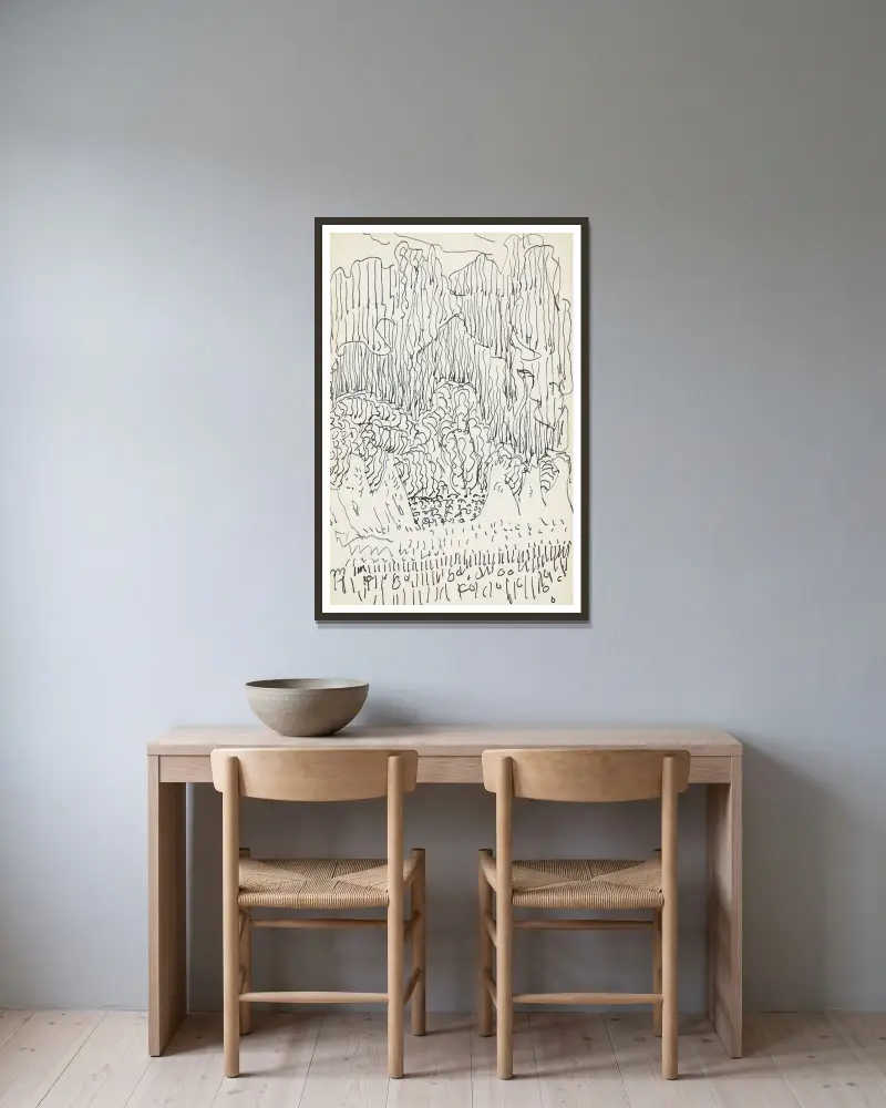 Landschaft mit Bäumen von Reijer Stolk gerahmt an einer Wand