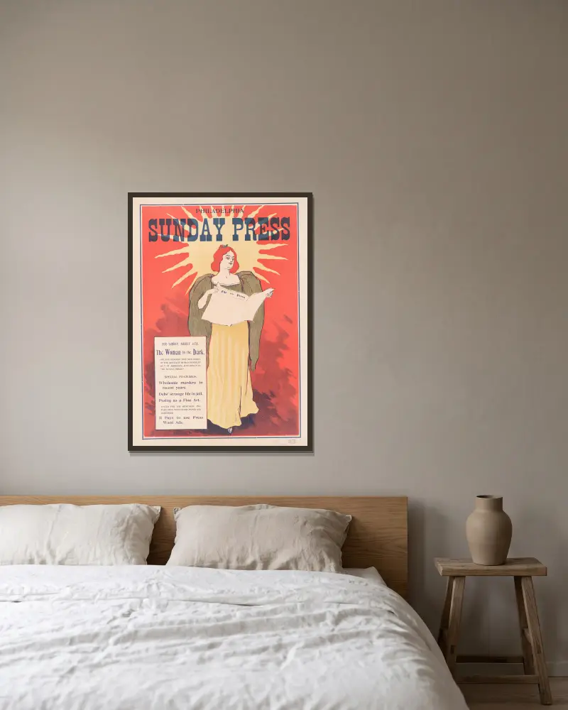 Für Sonntag, den 11. August, „Die Frau im Dunkeln.“ von George Reiter Brill gerahmt an einer Wand