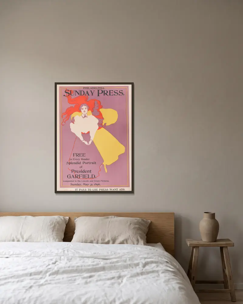 Für jeden Leser frei, prächtiges Porträt von Präsident Garfield von George Reiter Brill gerahmt an einer Wand