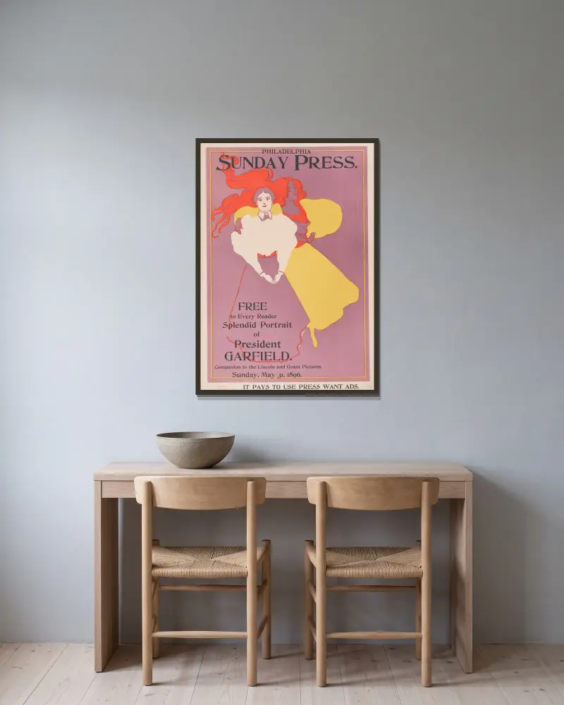 Für jeden Leser frei, prächtiges Porträt von Präsident Garfield von George Reiter Brill gerahmt an einer Wand